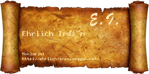 Ehrlich Irén névjegykártya